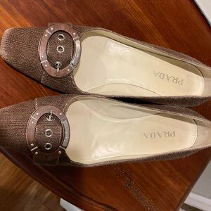 Prada Women's Textured Brown Flats